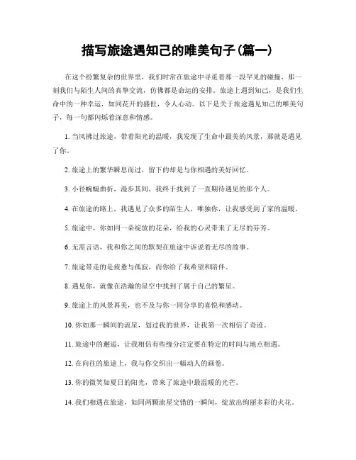 描写旅途遇知己的唯美句子(精选2篇)