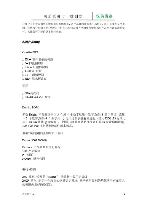 杜邦塑料原料命名规则(实操分享)