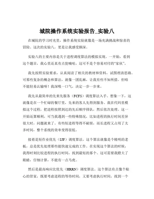 城院操作系统实验报告_实验八