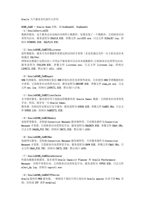 Oracle 几个服务各代表什么作用