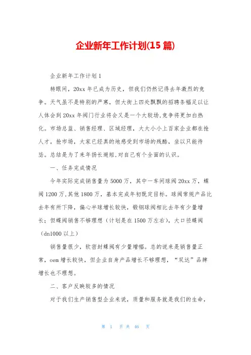 企业新年工作计划(15篇)