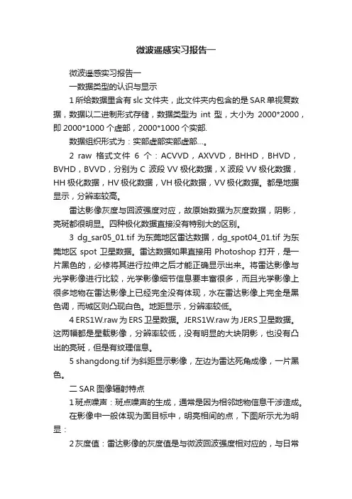 微波遥感实习报告一