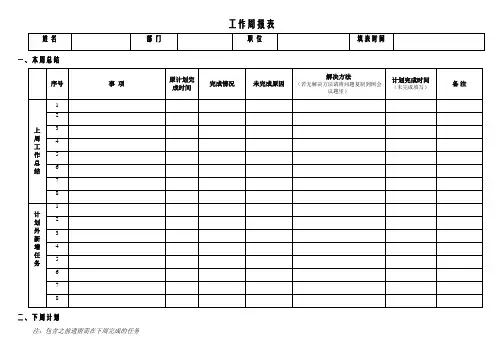 工作周报表格式