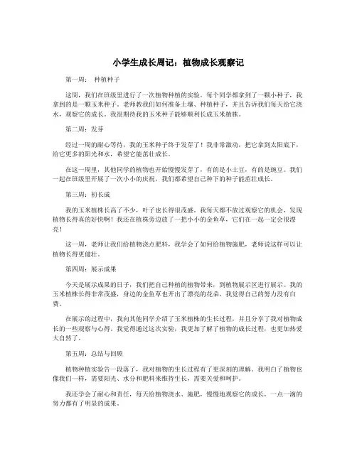 小学生成长周记：植物成长观察记