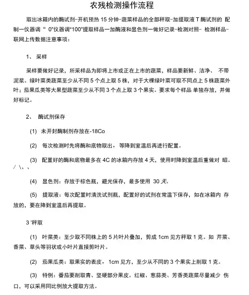 农残检测操作流程