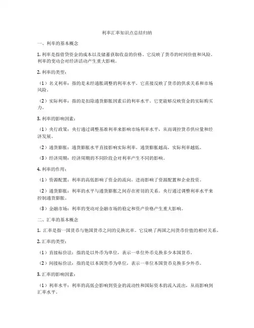 利率汇率知识点总结归纳