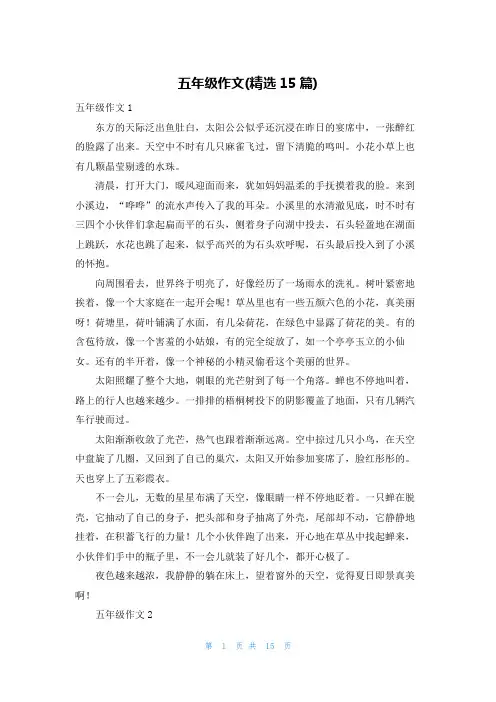 五年级作文(精选15篇)