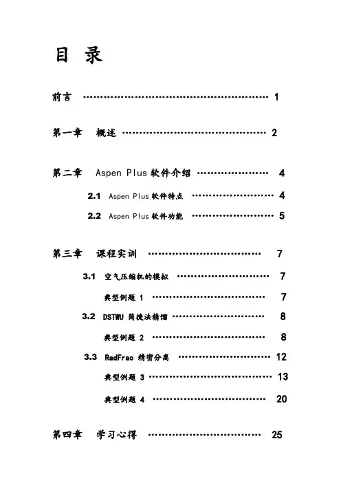 化工软件仿真实训