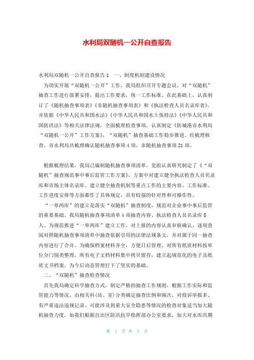 水利局双随机一公开自查报告