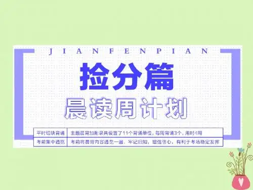 (江苏专版)2018年高考英语二轮复习主题晨背背热点话题语素,背同龄佳作范文课件
