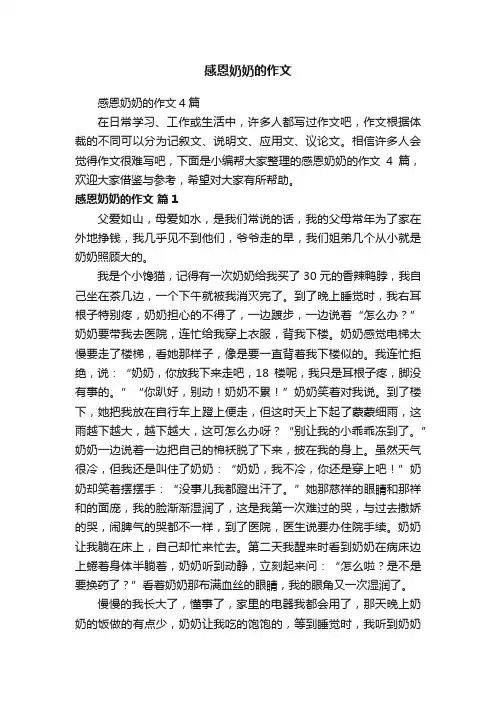 感恩奶奶的作文4篇