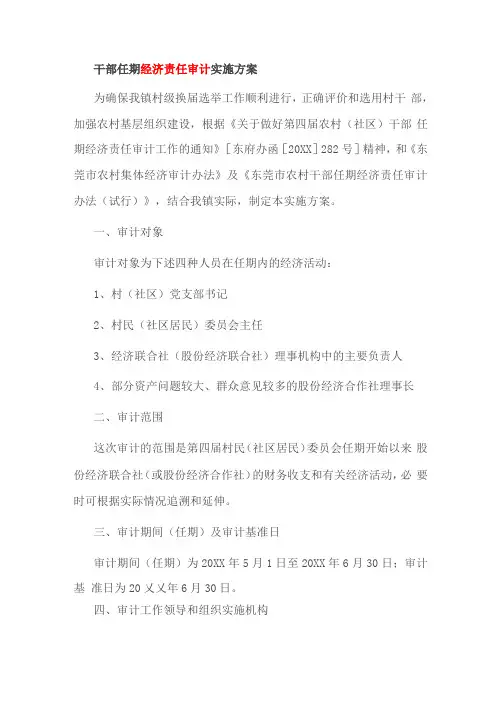干部任期经济责任审计实施方案
