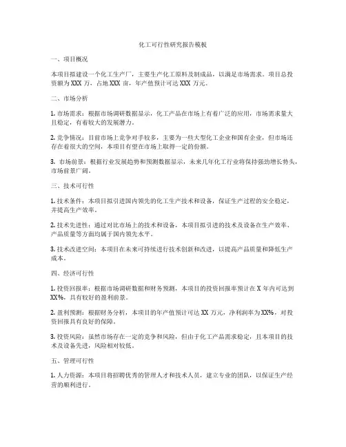 化工可行性研究报告模板