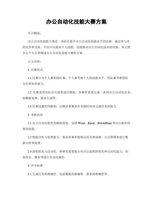 办公自动化技能大赛方案