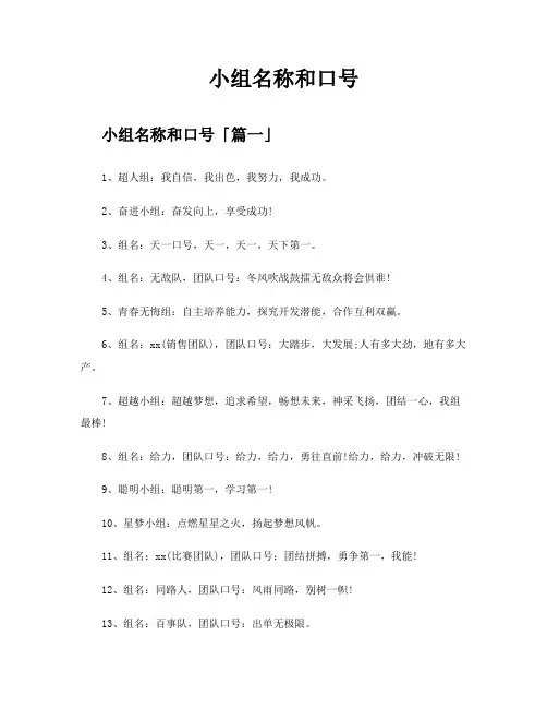 小组名称和口号