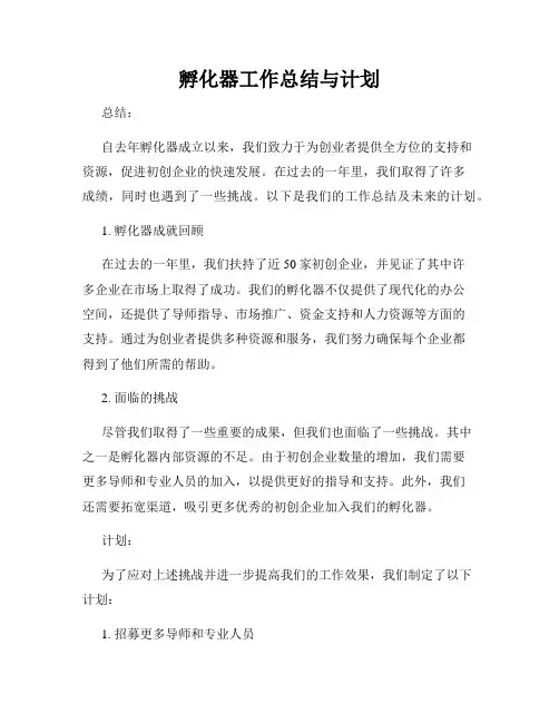 孵化器工作总结与计划