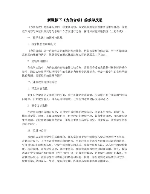 新课标下《力的合成》的教学反思