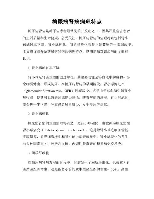 糖尿病肾病病理特点
