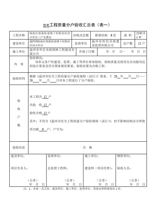 分户验收表格