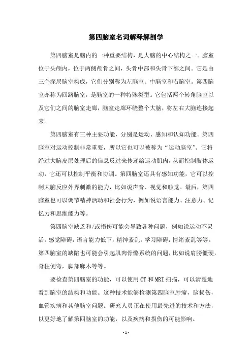 第四脑室名词解释解剖学