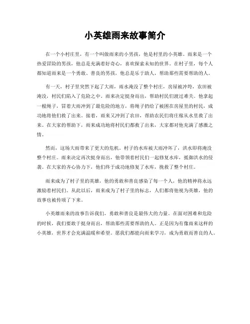 小英雄雨来故事简介