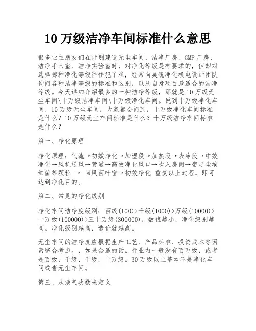 10万级洁净车间标准什么意思