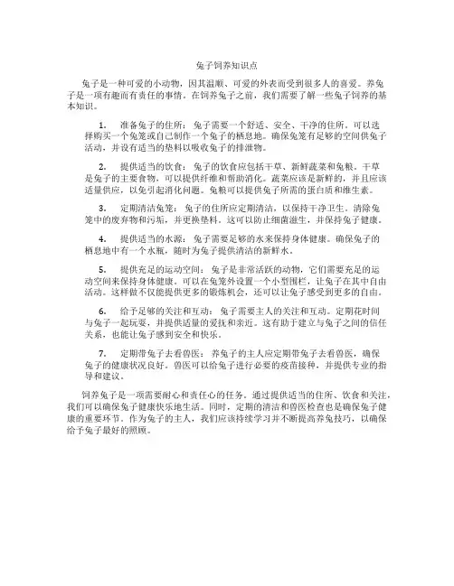 兔子饲养知识点