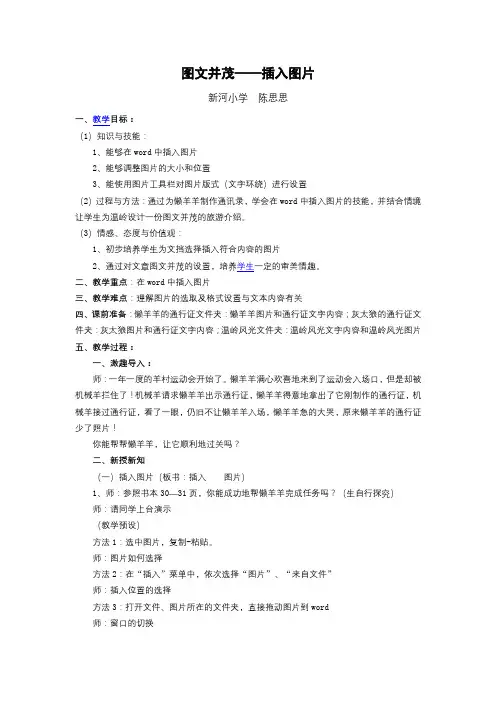 图文并茂 插入图片教案