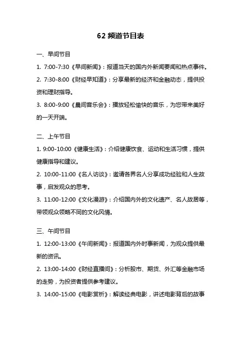 62频道节目表