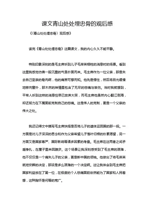 课文青山处处埋忠骨的观后感