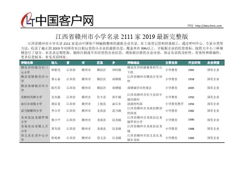 江西省赣州市小学名录2019版2111家