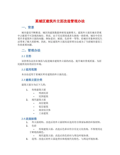 某城区建筑外立面改造管理办法
