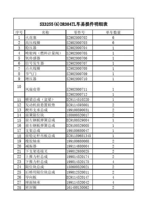 SX3255(7)DR384TL车易损件明细表