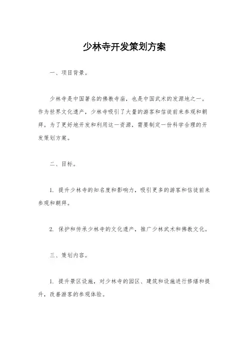 少林寺开发策划方案