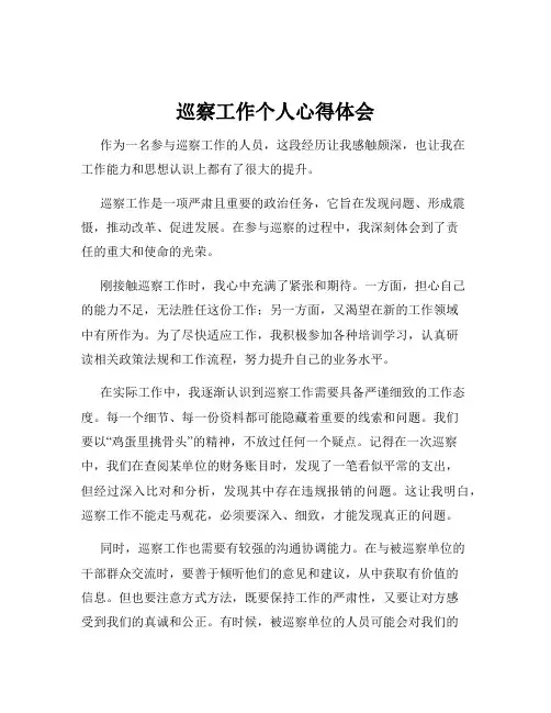 巡察工作个人心得体会