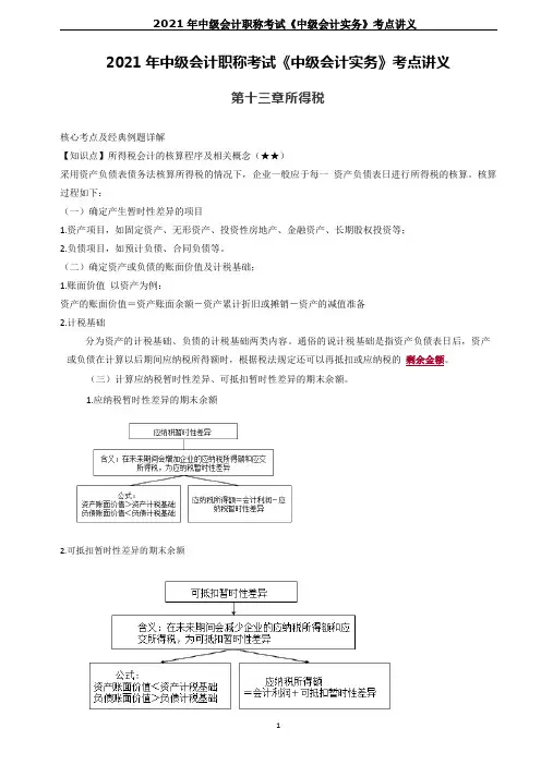 2021年中级会计职称考试《中级会计实务》考点讲义--第十三章所得税