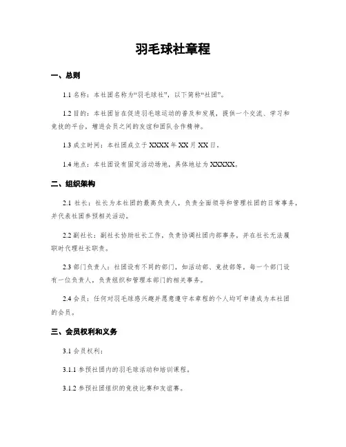 羽毛球社章程