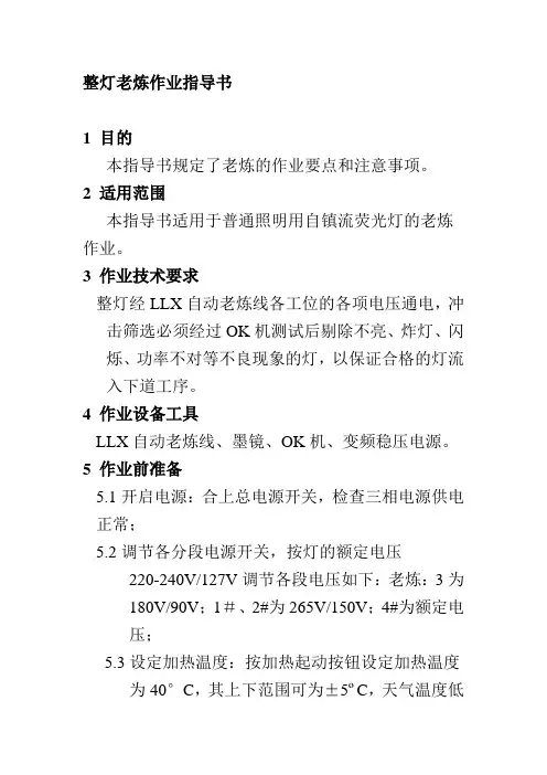整灯老炼作业指导书