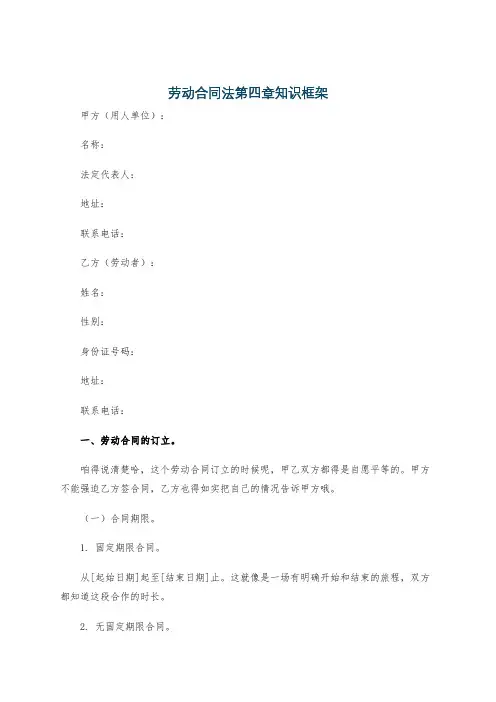 劳动合同法第四章知识框架