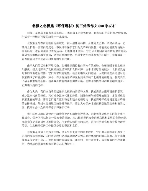 北极之北极熊(环保题材)初三优秀作文800字左右