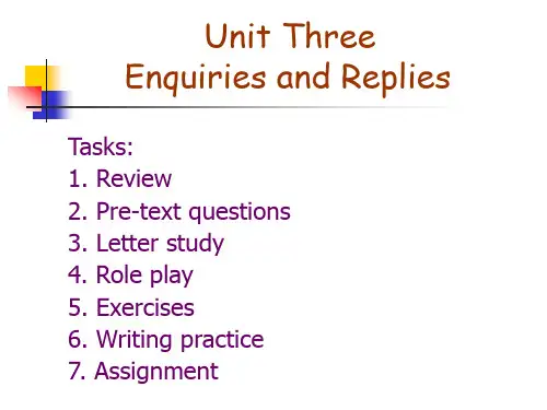 Unit Three Enquiries