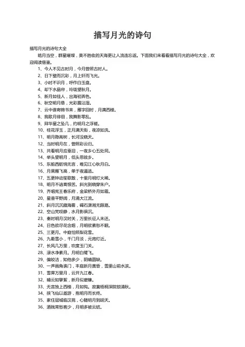 描写月光的诗句大全