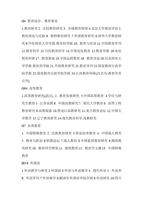 英语教师可发表的核心期刊
