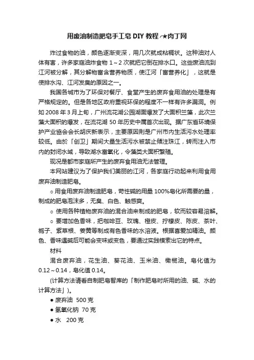 用废油制造肥皂手工皂DIY教程╭★肉丁网