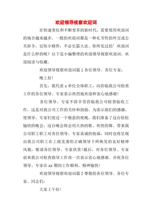 欢迎领导视察欢迎词