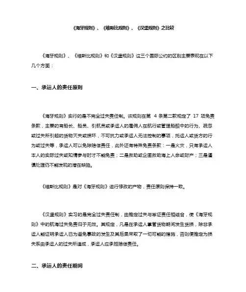 海商三规则之比较
