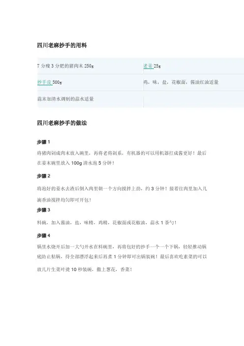 四川老麻抄手制作方法和步骤