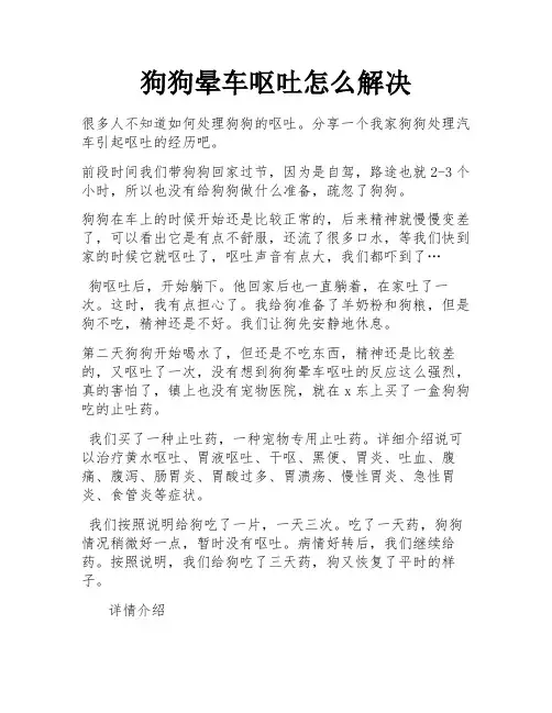 狗狗晕车呕吐怎么解决