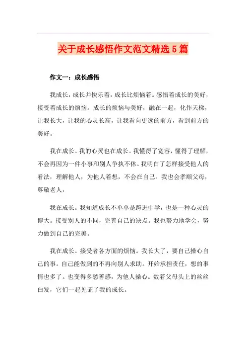 关于成长感悟作文范文精选5篇