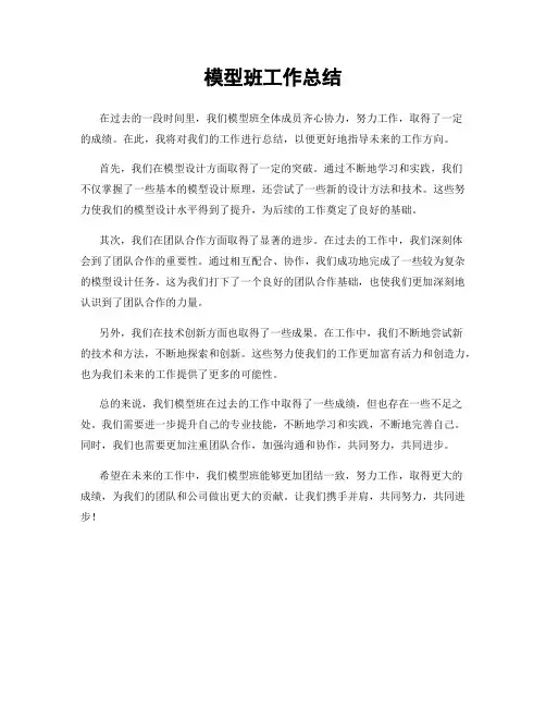模型班工作总结